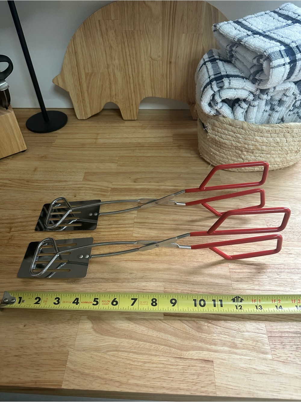 Red Handle Stainless Steel Skewing Tongs (Set of 2)